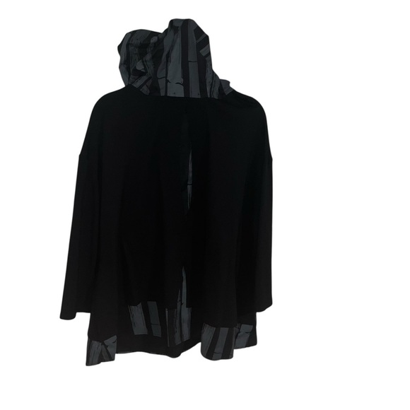 Malissa J Black Tunic Hoodie Top Abstract Art Bamboo Print Oversized large L Xl - Picture 4 of 11